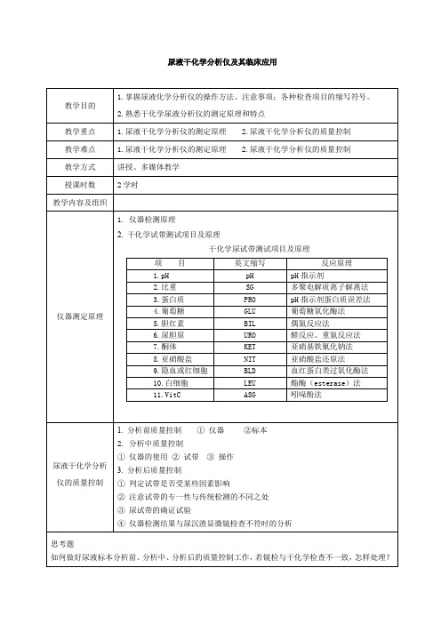 教案38 尿液干化学分析仪及其临床应用.