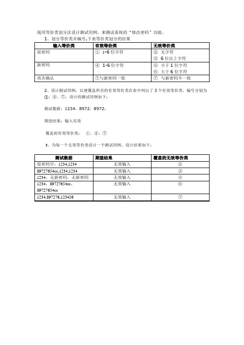 等价类划分法设计测试用例