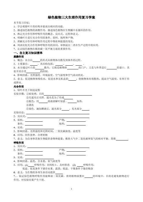 绿色植物三大生理作用复习学案1