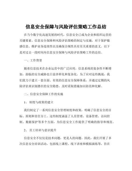 信息安全保障与风险评估策略工作总结