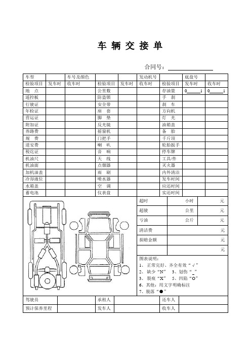 汽车租赁车辆交接单