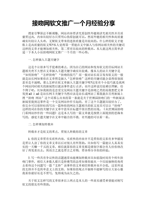 接吻网软文推广一个月经验分享