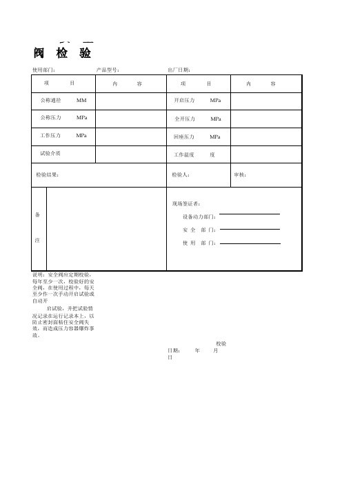 安全阀检验报告