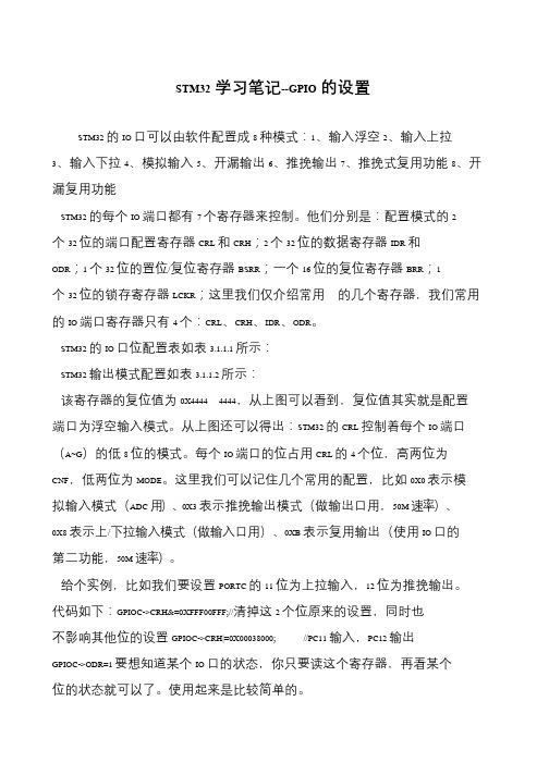 STM32学习笔记--GPIO的设置