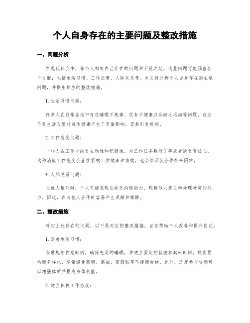 个人自身存在的主要问题及整改措施