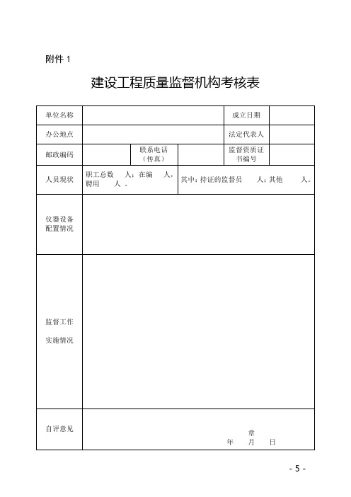 建设工程质量监督机构考核表、自查总结报告模板