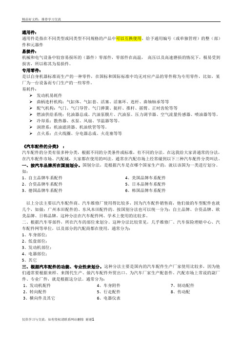 最新汽车配件分类 (1)