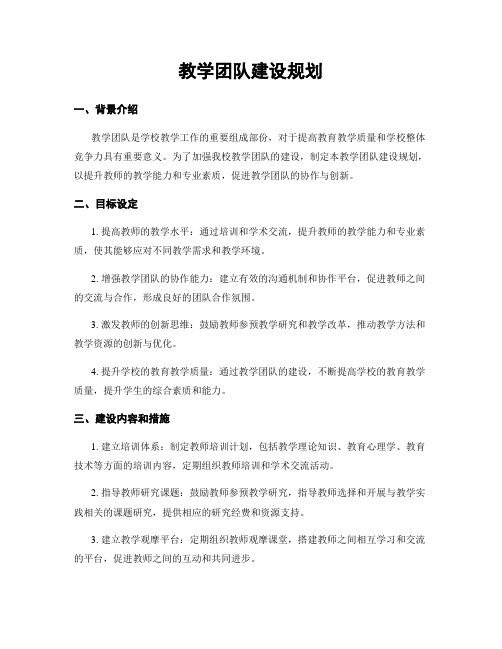 教学团队建设规划