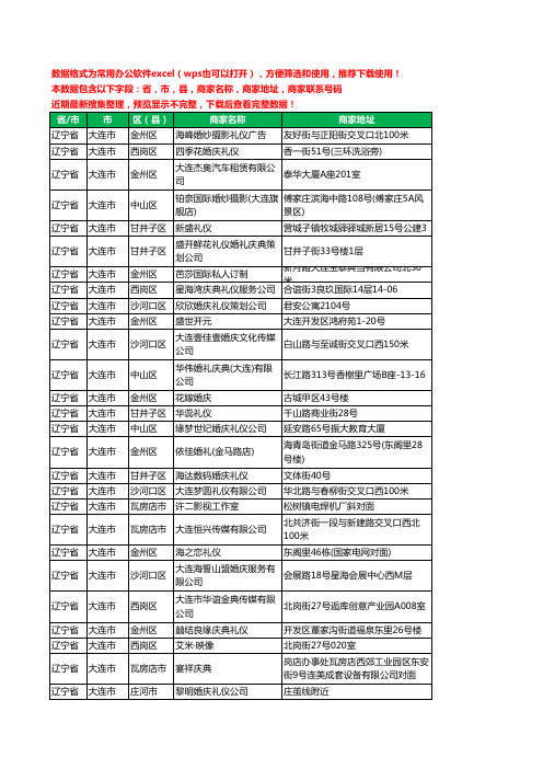 2020新版辽宁省大连市婚庆有限公司工商企业公司商家名录名单黄页联系电话号码地址大全57家