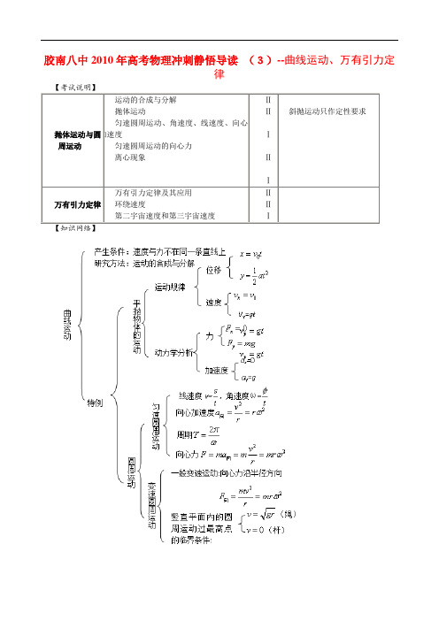 胶南八中高考物理冲刺静悟导读(3)：曲线运动、万有引力定律 147338