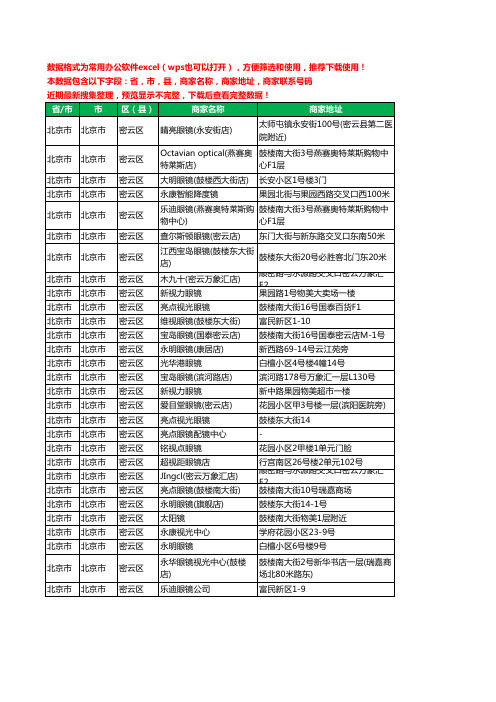 2020新版北京市北京市密云区眼镜工商企业公司商家名录名单黄页联系电话号码地址大全29家