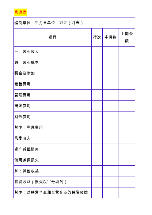 工厂利润表模板