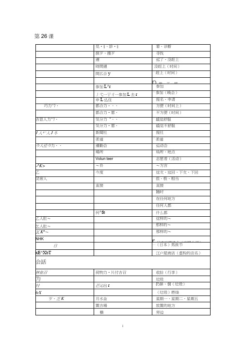 大家的日语2单词表26-50课