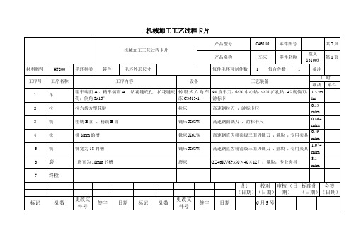 拨叉831005加工工艺卡片