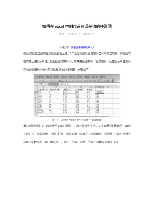 如何在excel中制作带有误差值的柱形图