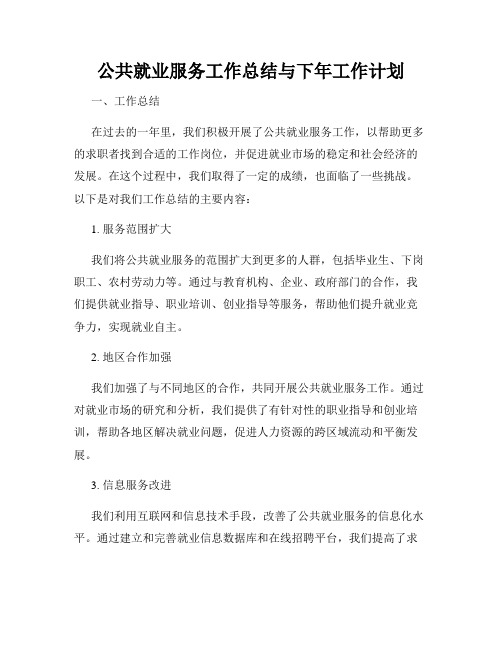 公共就业服务工作总结与下年工作计划