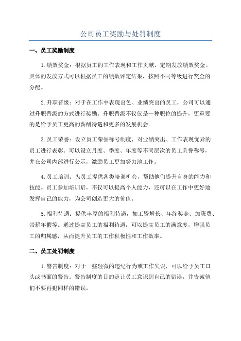 公司员工奖励与处罚制度