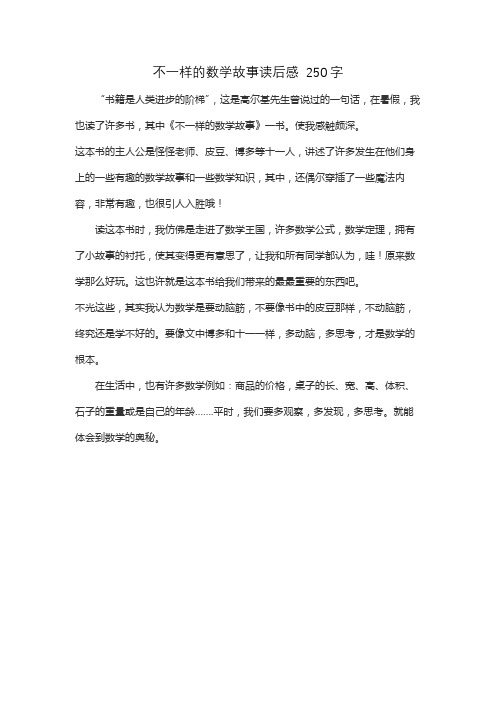 不一样的数学故事读后感 250字