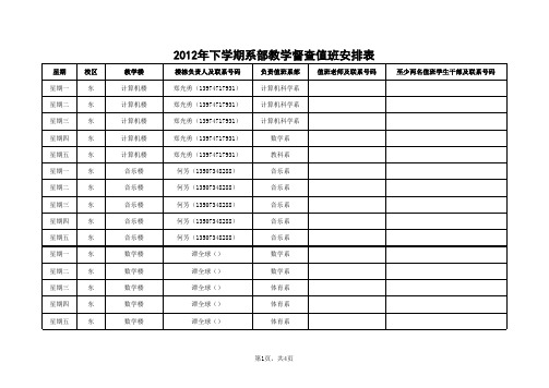 值班安排表(初稿)