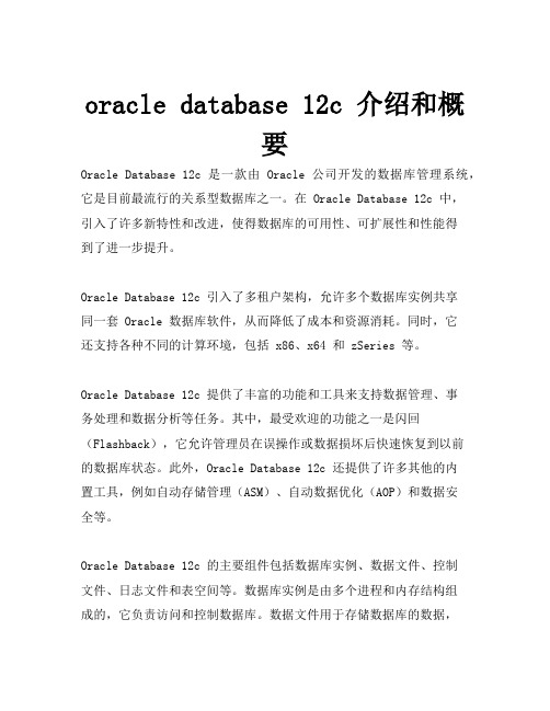 oracle database 12c 介绍和概要