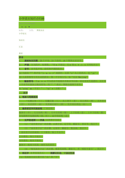 苏教版小学语文知识总结