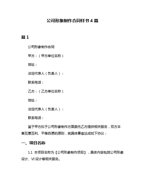 公司形象制作合同样书4篇