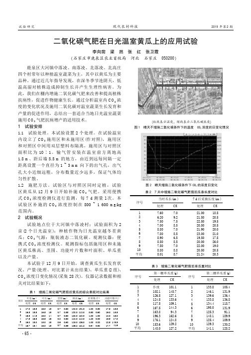 二氧化碳气肥在日光温室黄瓜上的应用试验