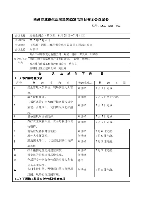 西昌焚烧发电厂项目会议纪要第三期1