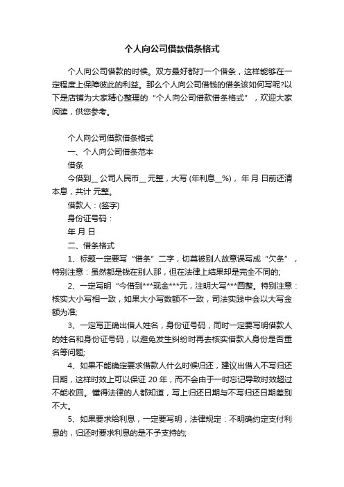 个人向公司借款借条格式