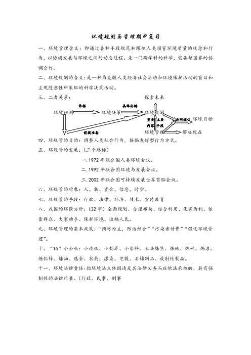 环境规划与管理期中复习