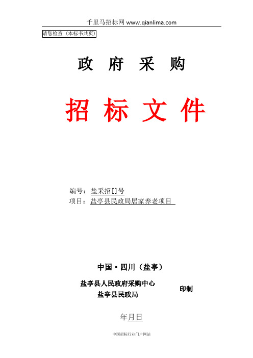 民政局居家养老项目公开采购招投标书范本