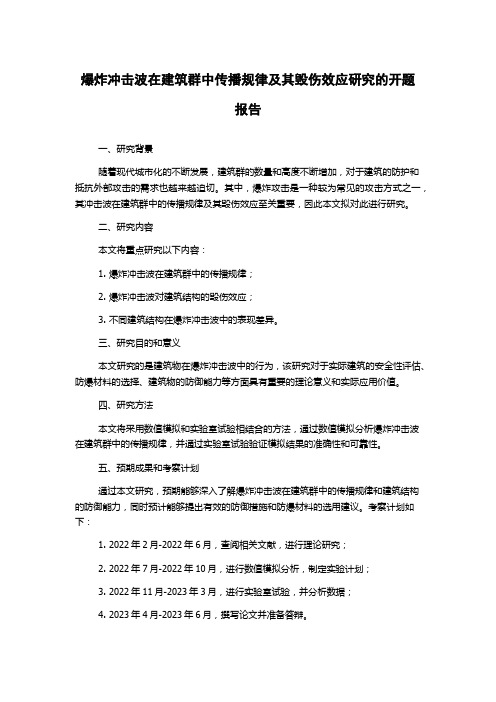 爆炸冲击波在建筑群中传播规律及其毁伤效应研究的开题报告