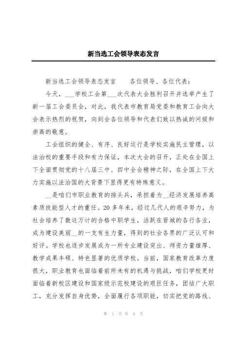 新当选工会领导表态发言