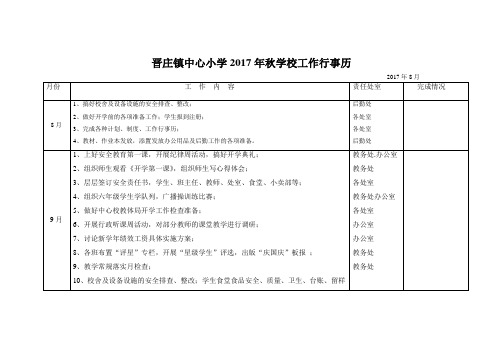 2017年秋学校工作行事历