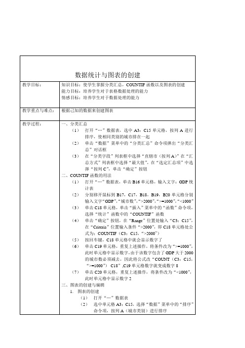 初中信息技术《数据统计与图表的创建》教学设计