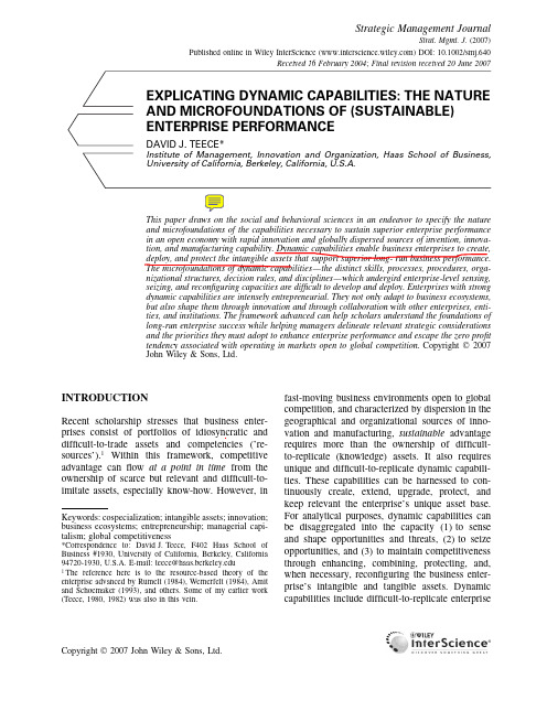 Explicating dynamic capabilities the nature and microfoundations