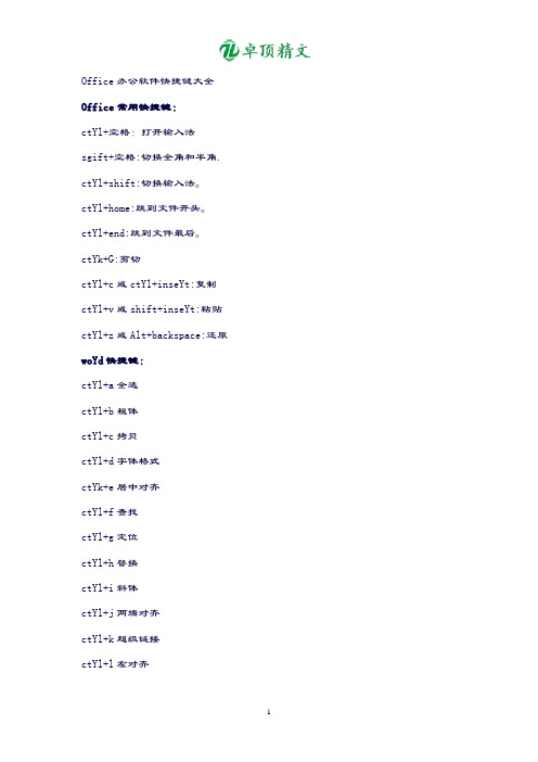 【名师精品】office办公软件快捷键大全.doc
