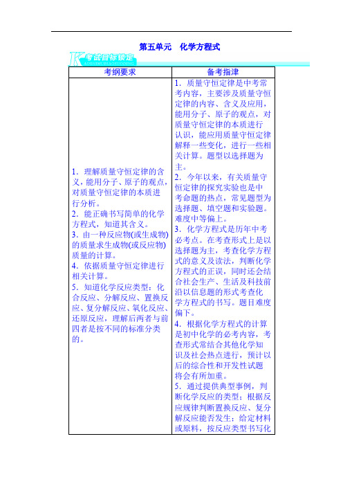 【精品】2020年中考化学总复习(人教版)基础知识讲练：第五单元 化学方程式