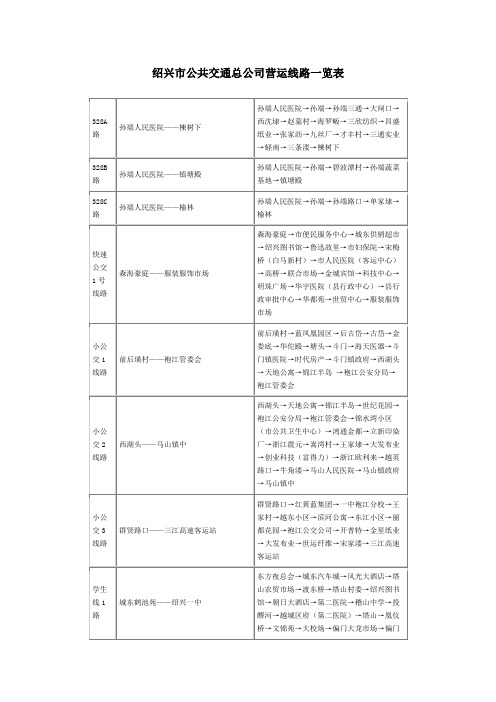 绍兴公交线路