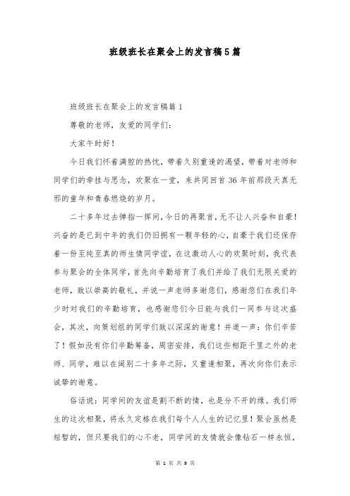 班级班长在聚会上的发言稿5篇