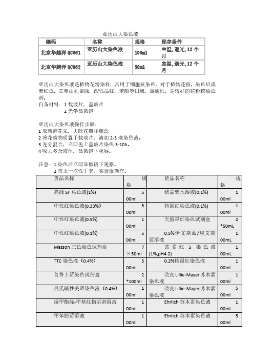 亚历山大染色液配制与使用