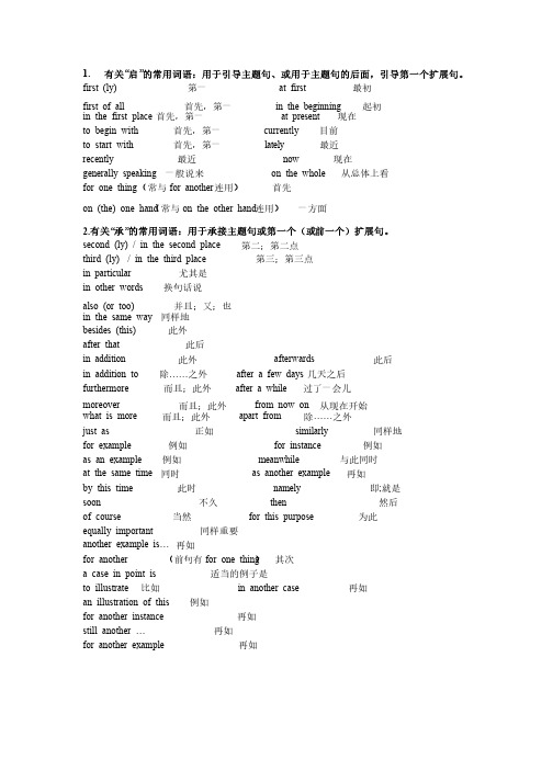 英语写作的关联词以及结构——高考、四六级作文