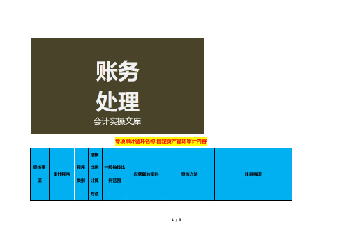 专项审计-固定资产循环审计内容