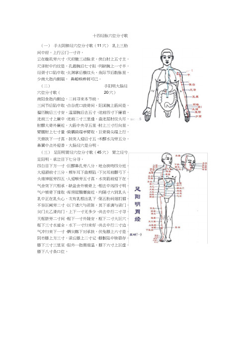 十四经脉穴位分寸歌图