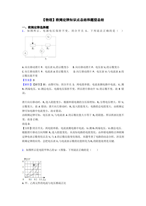 【物理】欧姆定律知识点总结和题型总结