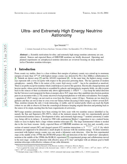 Ultra- and extremely high energy neutrino astronomy