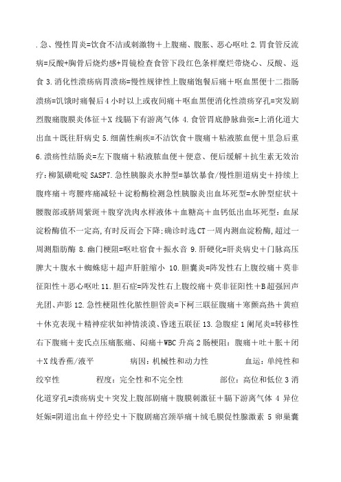 医学各大系统重点精华总结诊断公式辅助检查治疗原则