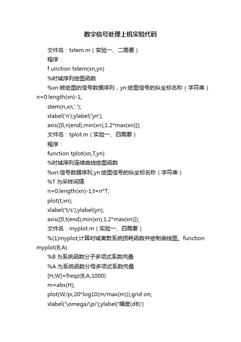 数字信号处理上机实验代码
