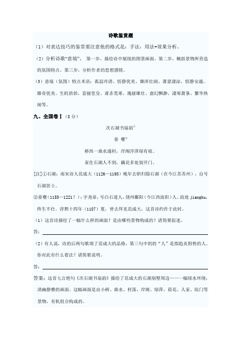 诗歌鉴赏题画面鉴赏