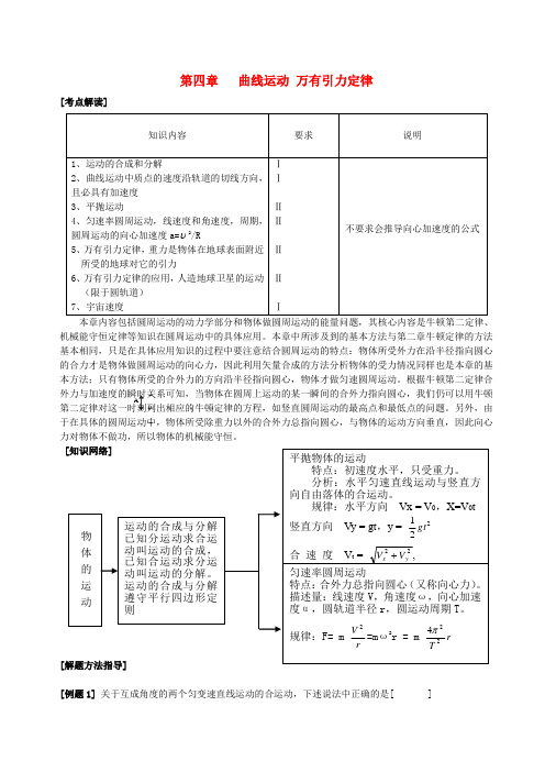 高中物理 第四章 曲线运动 万有引力定律练习